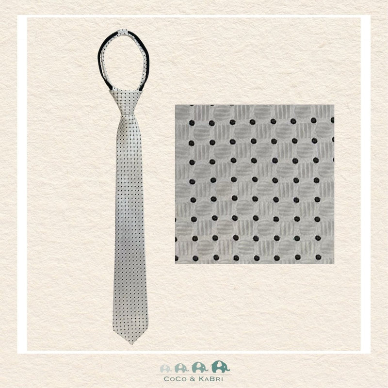 Boys Zipper Tie - White 17", CoCo & KaBri Children's Boutique