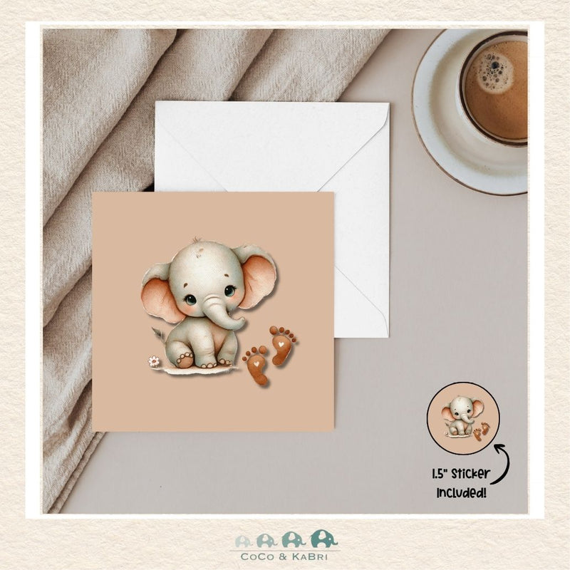 Card - 5" x 5": Baby Elephant, CoCo & KaBri Children's Boutique