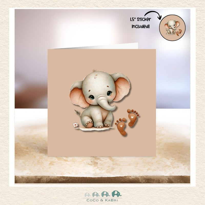Card - 5" x 5": Baby Elephant, CoCo & KaBri Children's Boutique
