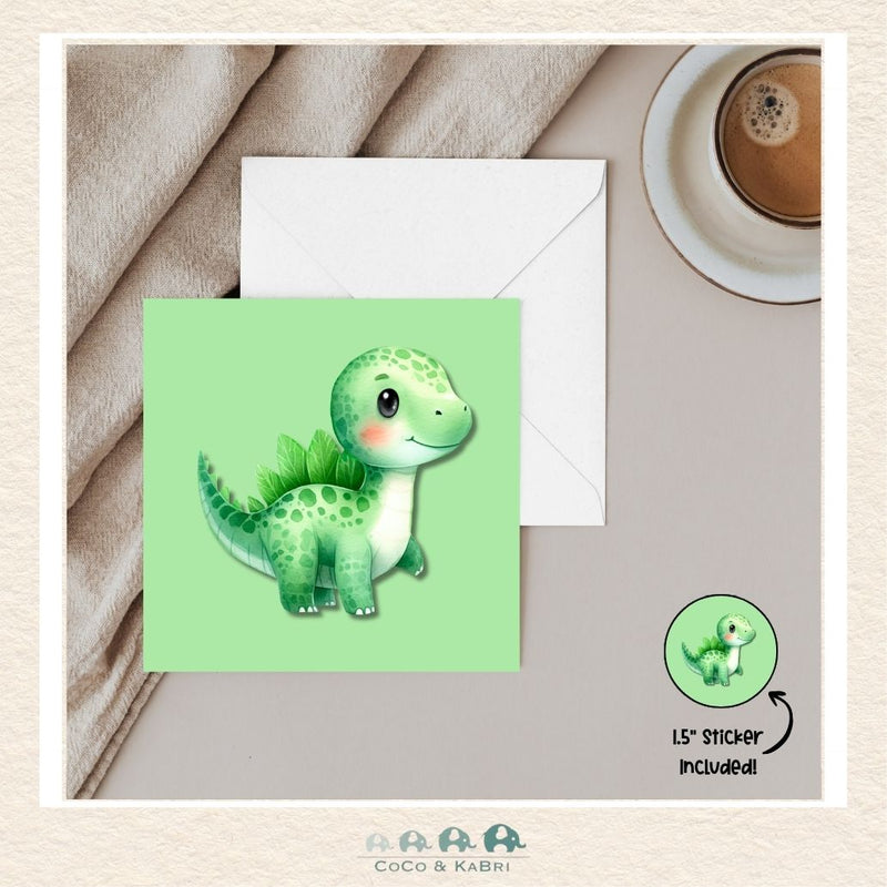 Card - 5" x 5": Baby Green Dinosaur, CoCo & KaBri Children's Boutique