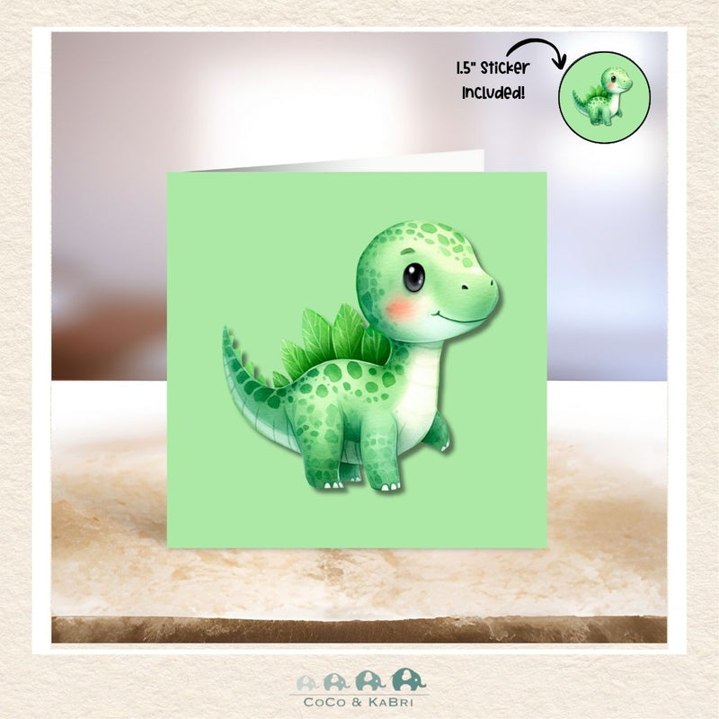 Card - 5" x 5": Baby Green Dinosaur, CoCo & KaBri Children's Boutique