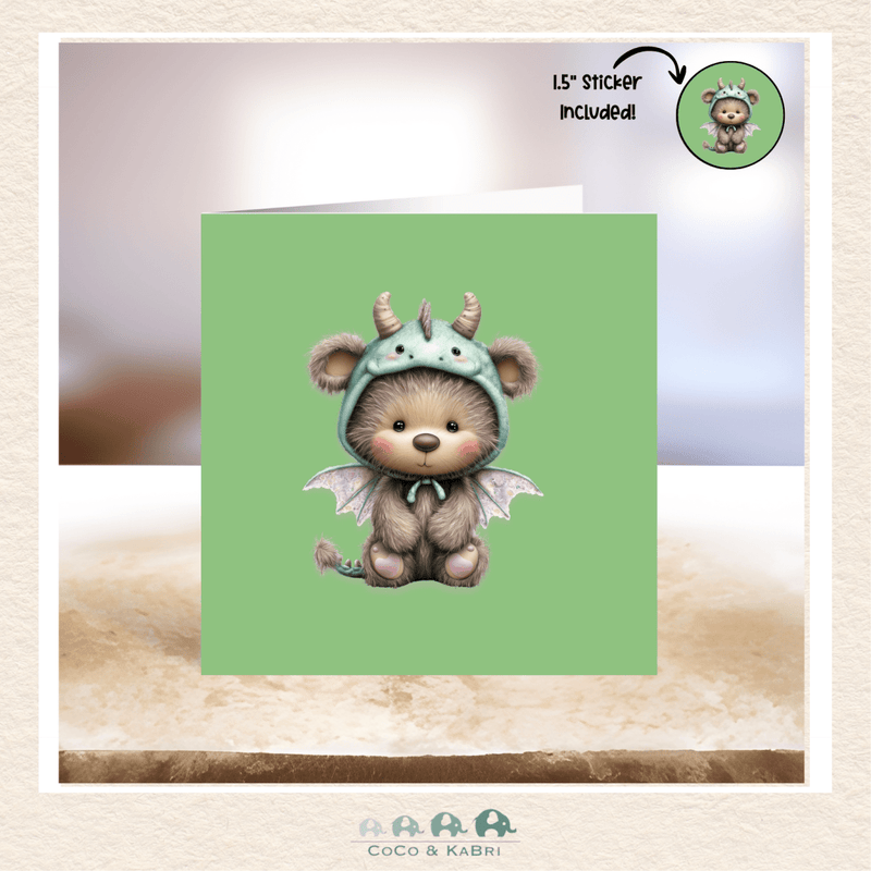 Card - 5" x 5" Card - Bear Dragon, CoCo & KaBri Children's Boutique