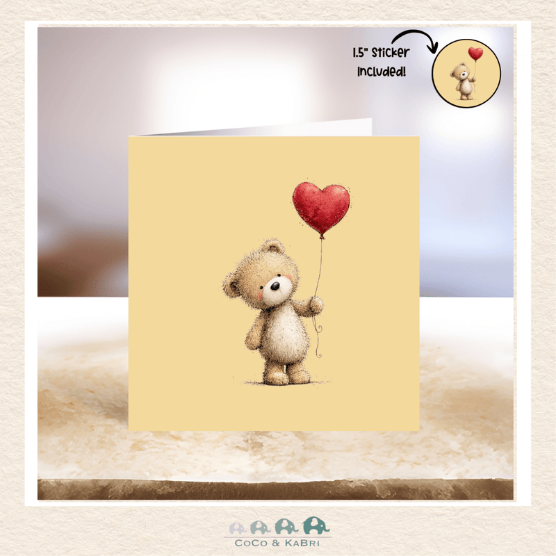 Card - 5" x 5" Card - Bear Heart, CoCo & KaBri Children's Boutique