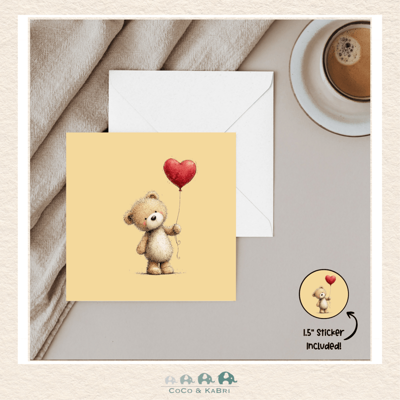 Card - 5" x 5" Card - Bear Heart, CoCo & KaBri Children's Boutique