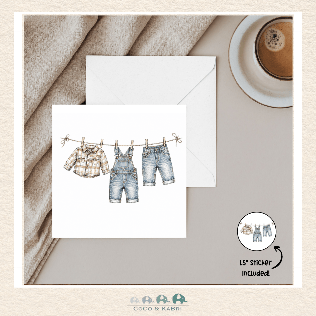 Card - 5" x 5" Card - Boy Outfits, CoCo & KaBri Children's Boutique, Brooks Alberta Canada
