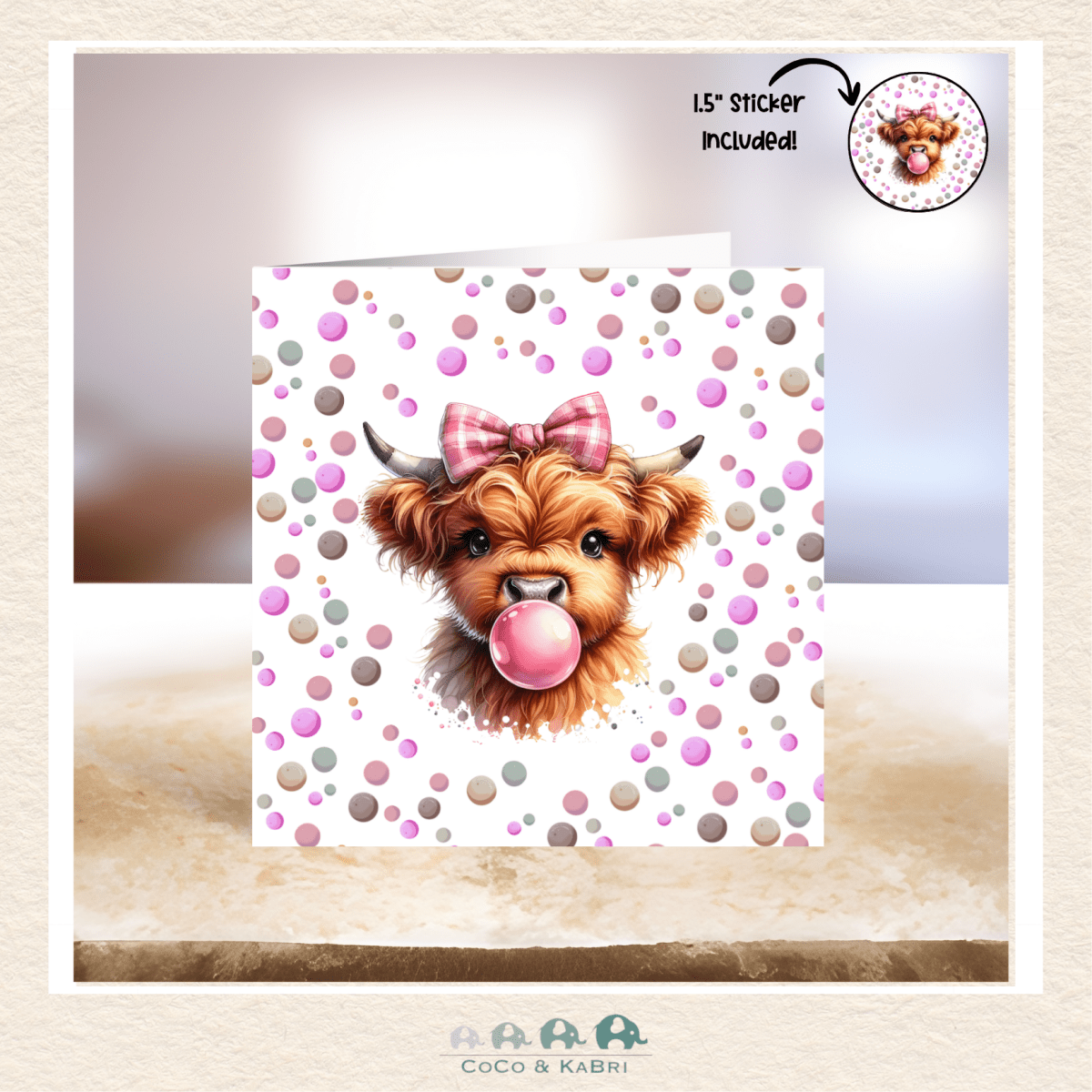 Card - 5" x 5" Card - Bubble Blowing Cow, CoCo & KaBri Children's Boutique