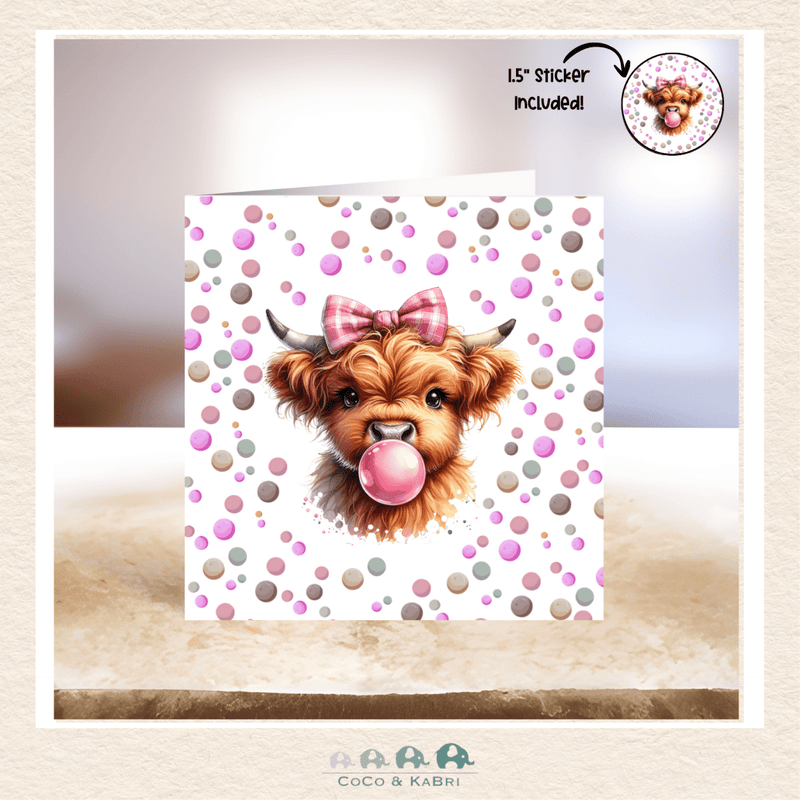 Card - 5" x 5" Card - Bubble Blowing Cow, CoCo & KaBri Children's Boutique