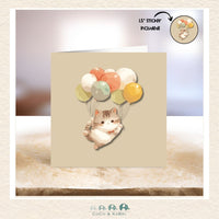 Card - 5" x 5" Card - Cat Balloons, CoCo & KaBri Children's Boutique