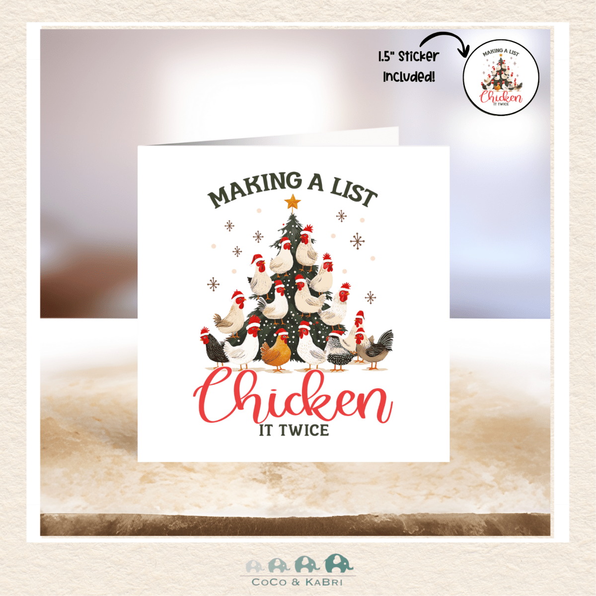 Card - 5" x 5" Card - Chicken It Twice, CoCo & KaBri Children's Boutique