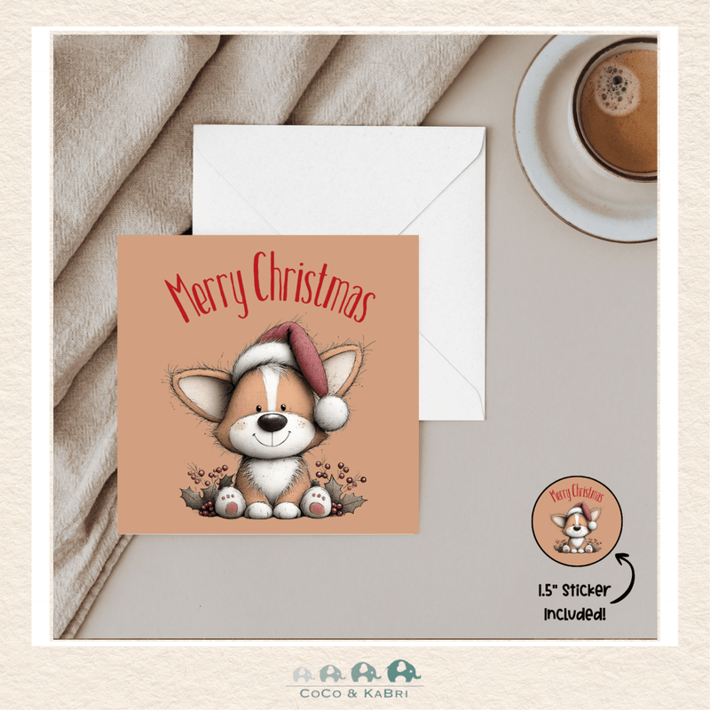 Card - 5" x 5" Card - Christmas Corgi, CoCo & KaBri Children's Boutique