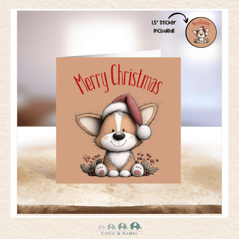 Card - 5" x 5" Card - Christmas Corgi, CoCo & KaBri Children's Boutique