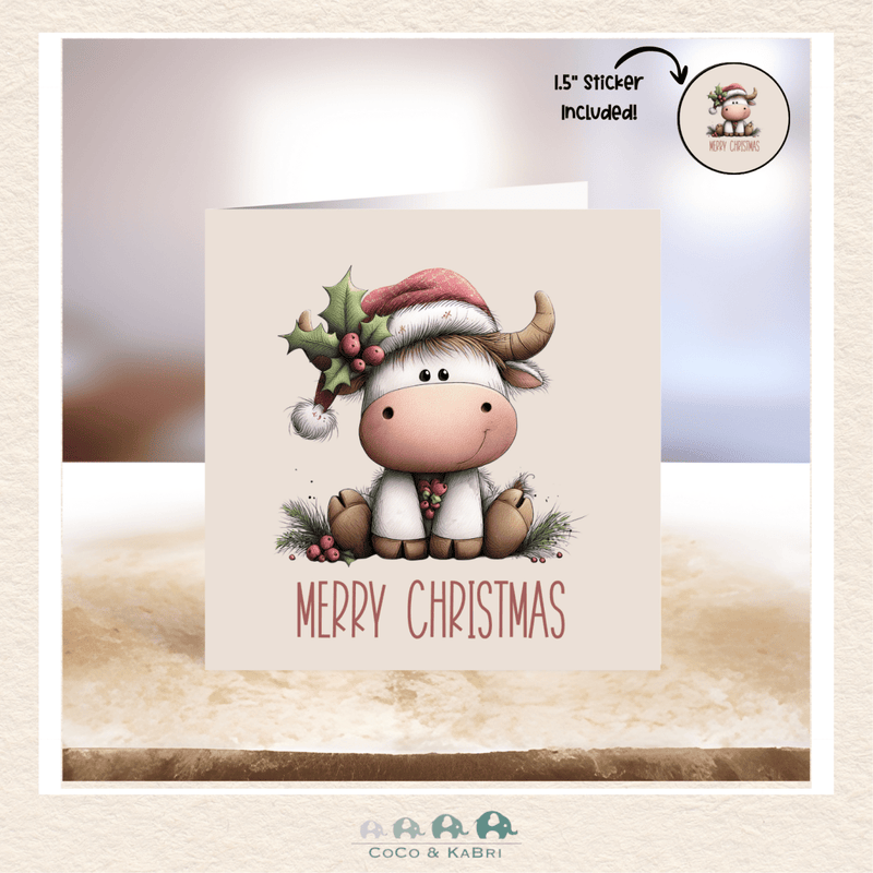 Card - 5" x 5" Card - Christmas Cow, CoCo & KaBri Children's Boutique