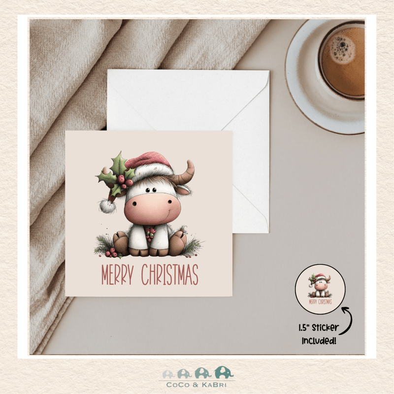 Card - 5" x 5" Card - Christmas Cow, CoCo & KaBri Children's Boutique