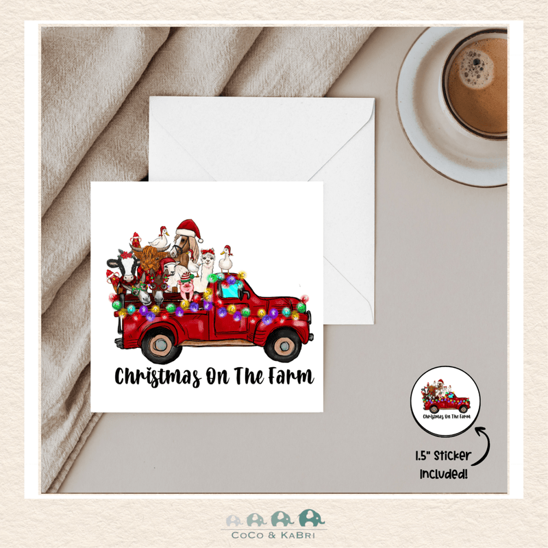 Card - 5" x 5" Card - Christmas On The Farm - Truck, CoCo & KaBri Children's Boutique