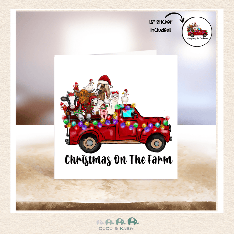 Card - 5" x 5" Card - Christmas On The Farm - Truck, CoCo & KaBri Children's Boutique