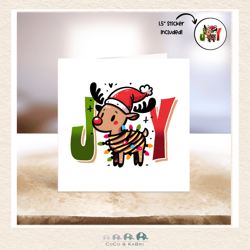 Card - 5" x 5" Card - Christmas Reindeer Joy, CoCo & KaBri Children's Boutique