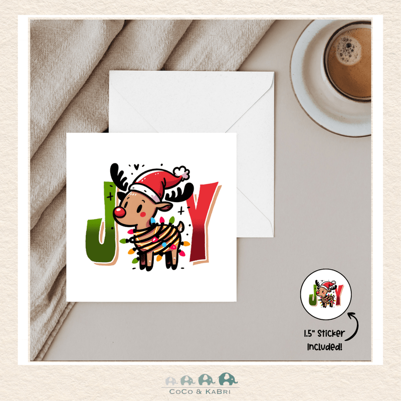 Card - 5" x 5" Card - Christmas Reindeer Joy, CoCo & KaBri Children's Boutique