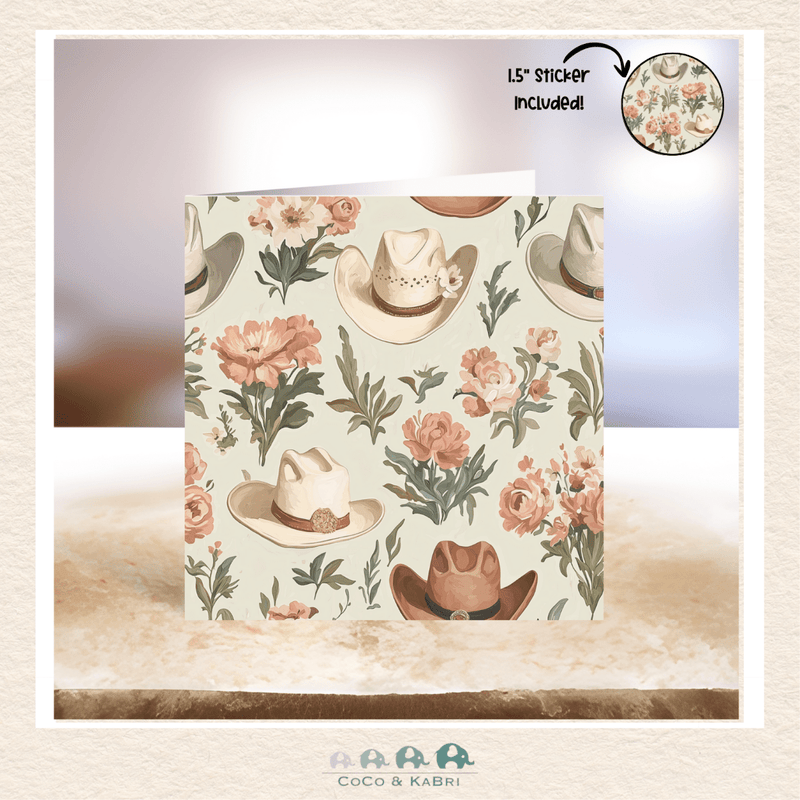 Card - 5" x 5" Card - Cowgirl Hat, CoCo & KaBri Children's Boutique