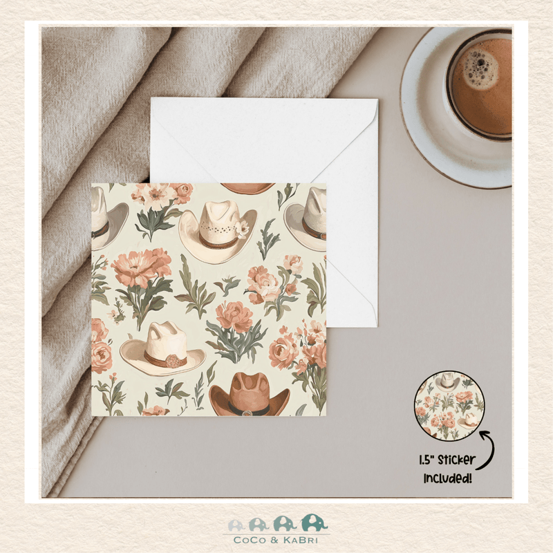 Card - 5" x 5" Card - Cowgirl Hat, CoCo & KaBri Children's Boutique