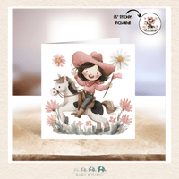 Card - 5" x 5" Card - Cowgirl on Horse, CoCo & KaBri Children's Boutique