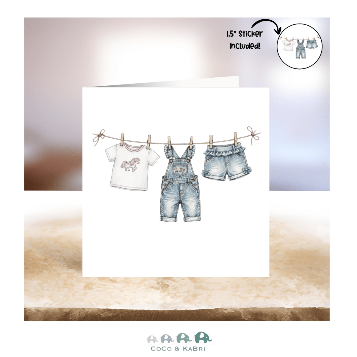Card - 5" x 5" Card - Girl Outfits, CoCo & KaBri Children's Boutique, Brooks Alberta Canada