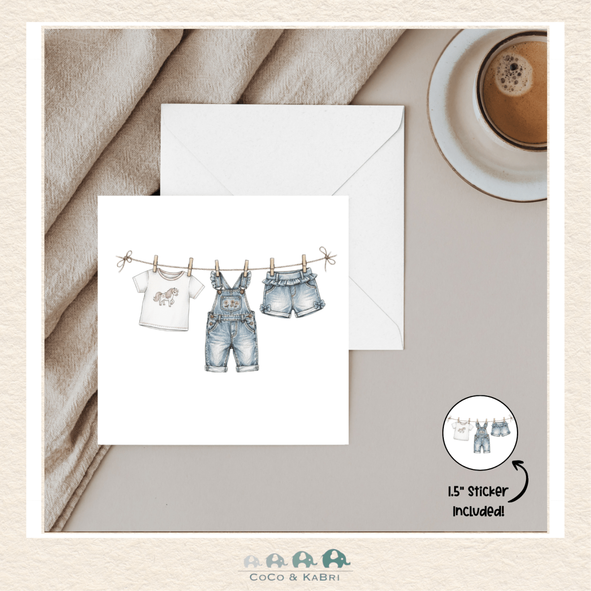 Card - 5" x 5" Card - Girl Outfits, CoCo & KaBri Children's Boutique, Brooks Alberta Canada