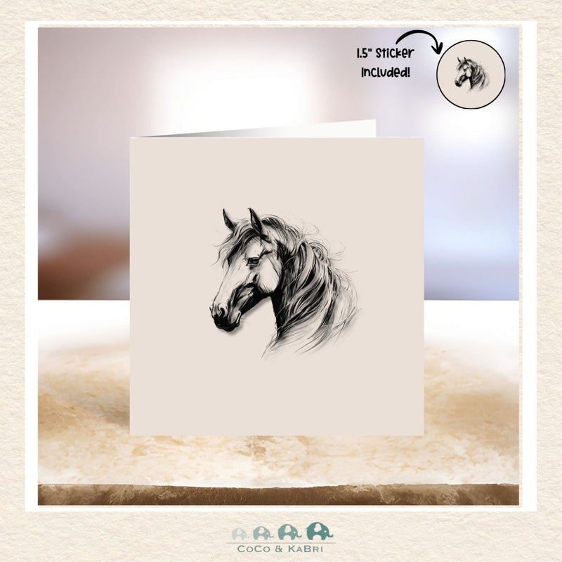 Card - 5" x 5" Card - Horse Head, CoCo & KaBri Children's Boutique