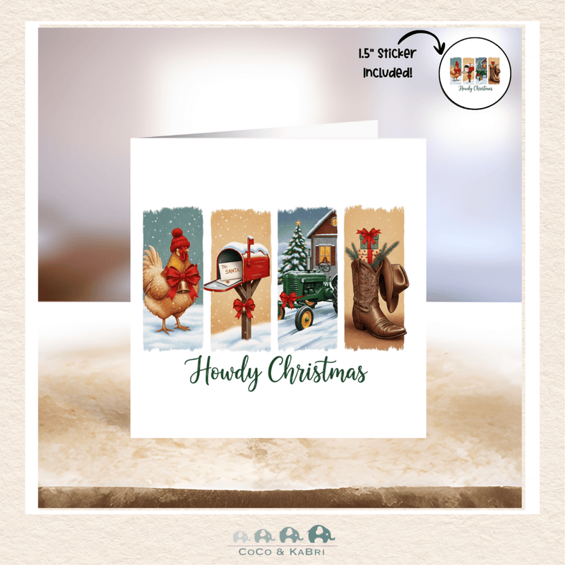 Card - 5" x 5" Card - Howdy Christmas (Chicken), CoCo & KaBri Children's Boutique