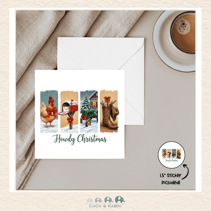 Card - 5" x 5" Card - Howdy Christmas (Chicken), CoCo & KaBri Children's Boutique