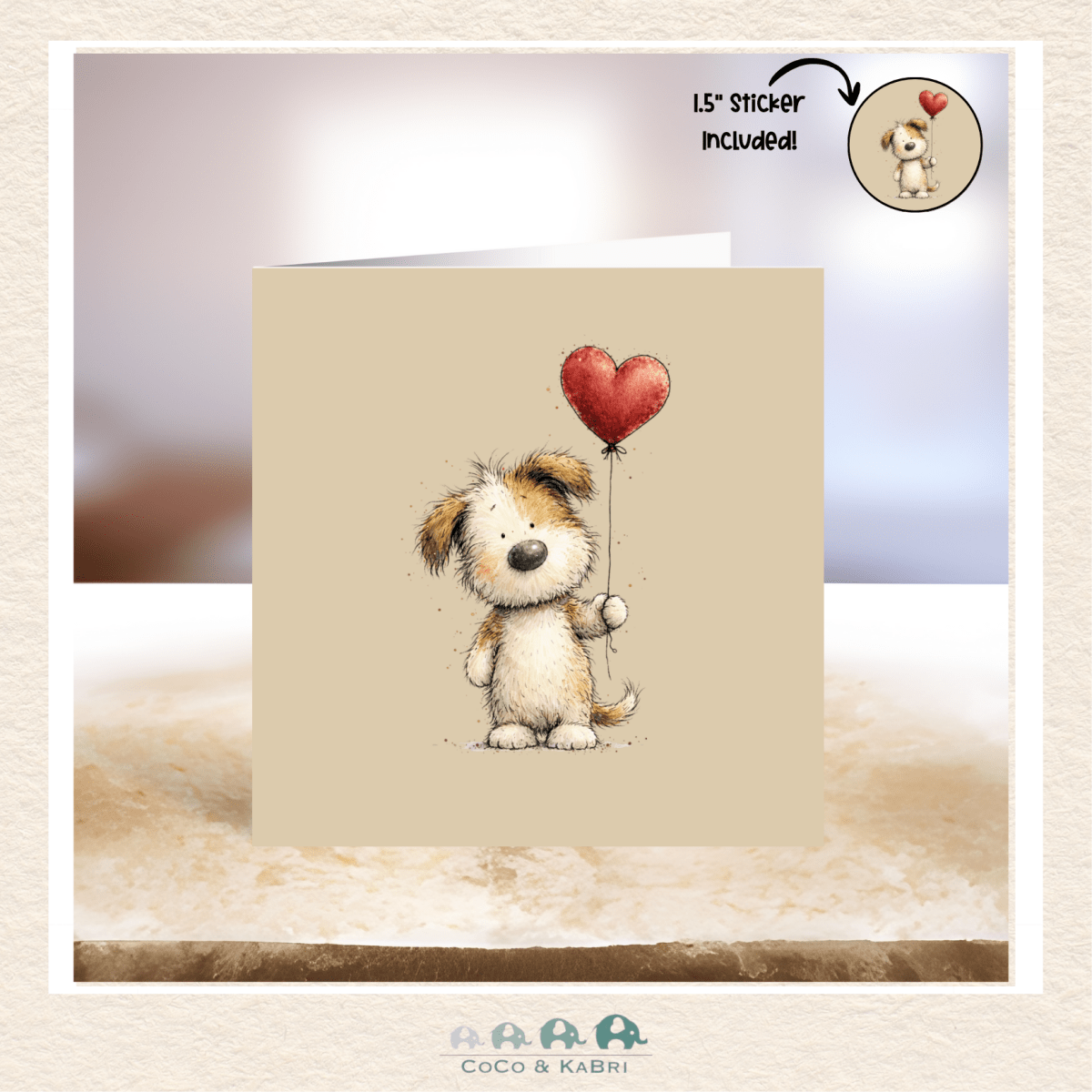 Card - 5" x 5" Card - Puppy Heart, CoCo & KaBri Children's Boutique