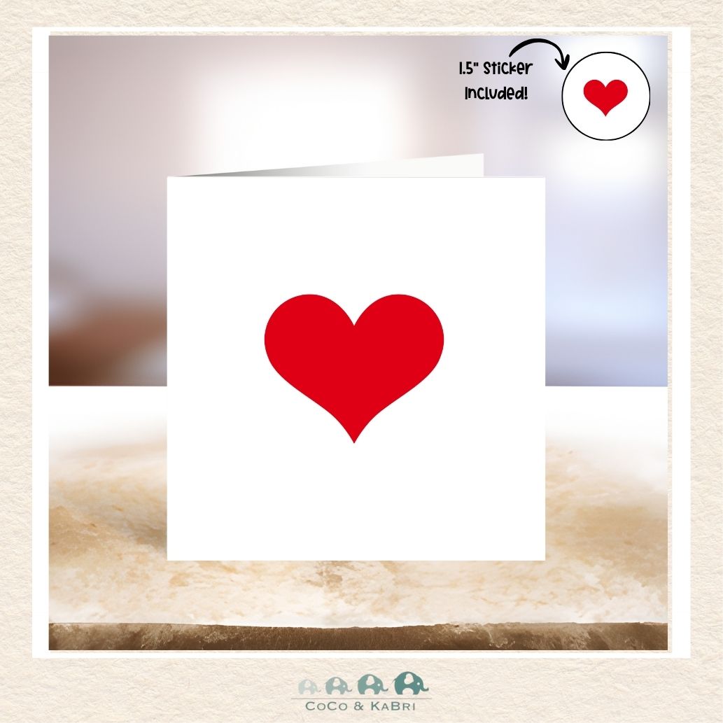 Card - 5" x 5" Card - Red Heart, CoCo & KaBri Children's Boutique
