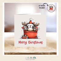 Card - 5" x 5" Card - Reindeer Stocking, CoCo & KaBri Children's Boutique
