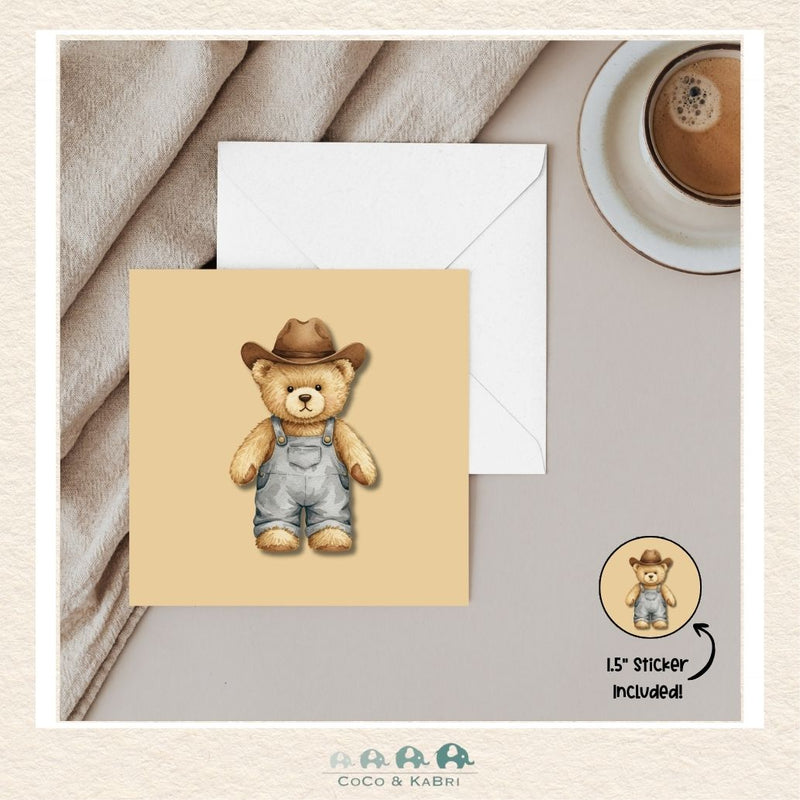 Card - 5" x 5": Cowboy Teddy, CoCo & KaBri Children's Boutique