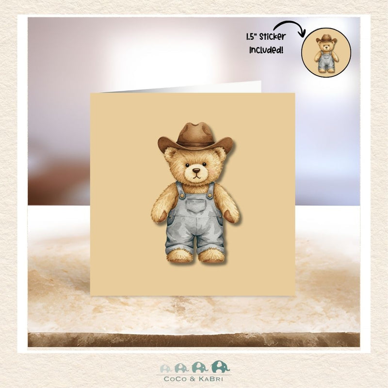 Card - 5" x 5": Cowboy Teddy, CoCo & KaBri Children's Boutique