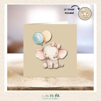 Card - 5" x 5": Elephant With Balloons, CoCo & KaBri Children's Boutique