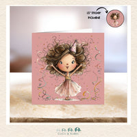 Card - 5" x 5": Girl Celebrating, CoCo & KaBri Children's Boutique