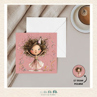 Card - 5" x 5": Girl Celebrating, CoCo & KaBri Children's Boutique