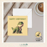Card - 5" x 5": Happy Birthday Dinosaur, CoCo & KaBri Children's Boutique