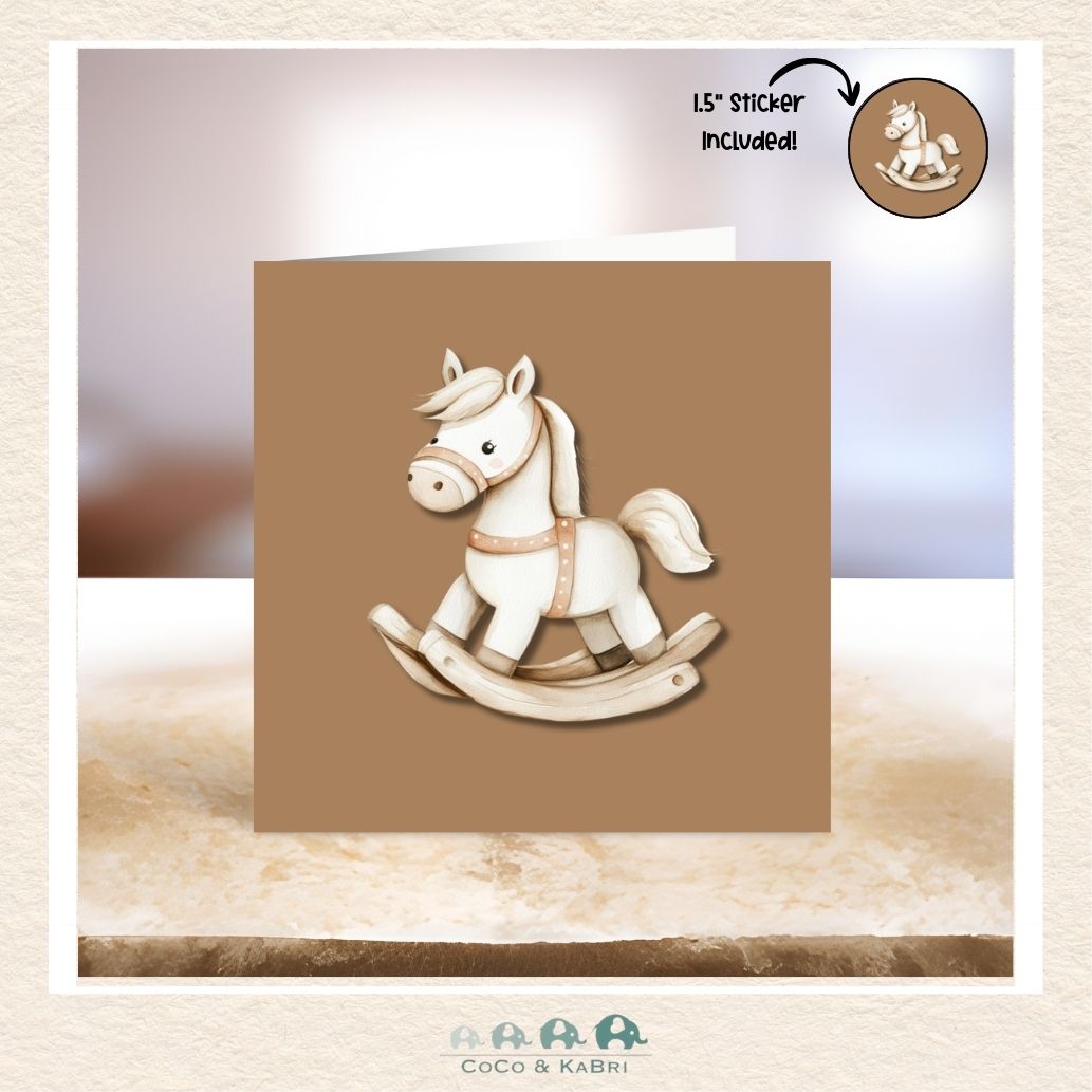 Card - 5" x 5": Rocking Horse, CoCo & KaBri Children's Boutique