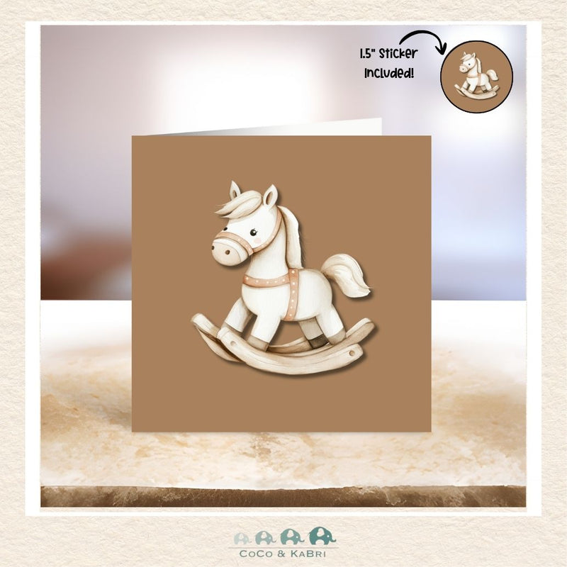 Card - 5" x 5": Rocking Horse, CoCo & KaBri Children's Boutique