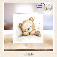 Card - 5" x 5": Sleeping Teddy, CoCo & KaBri Children's Boutique