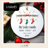 Ceramic Ornament - Red & Green Family Stockings (2 - 6 Names) (Made to Order), CoCo & KaBri Children's Boutique