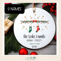 Ceramic Ornament - Red & Green Family Stockings (2 - 6 Names) (Made to Order), CoCo & KaBri Children's Boutique