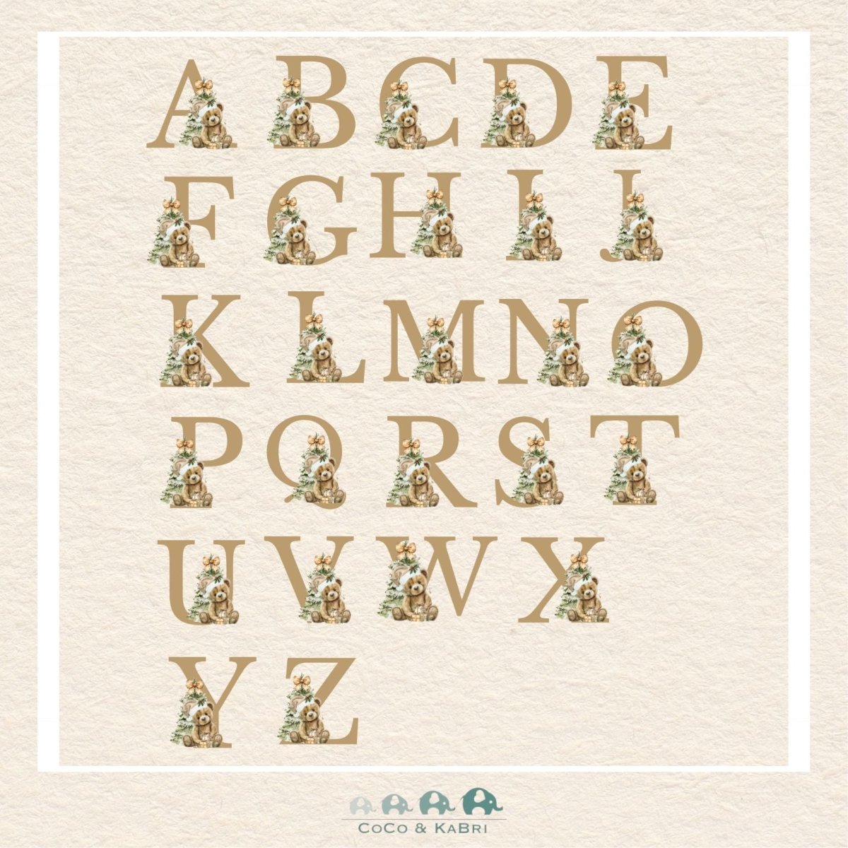 Christmas Ornament (Ceramic) - Bear Initial (Made To Order), CoCo & KaBri Children's Boutique