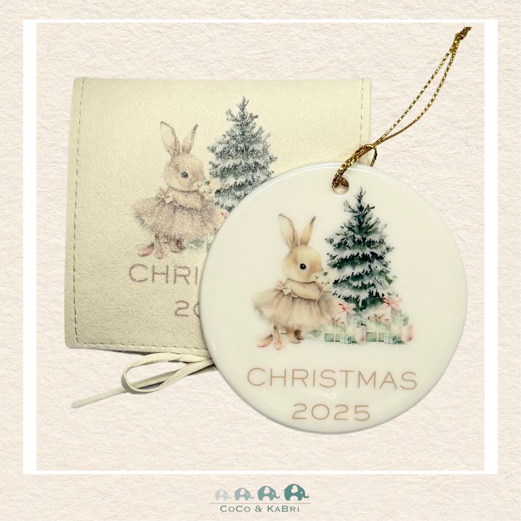 Christmas Ornament (Ceramic) - Bunny 2025 (Made to Order), CoCo & KaBri Children's Boutique