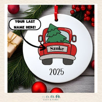 Christmas Ornament (Ceramic) - Christmas Truck Licence Plate (Made To Order), CoCo & KaBri Children's Boutique