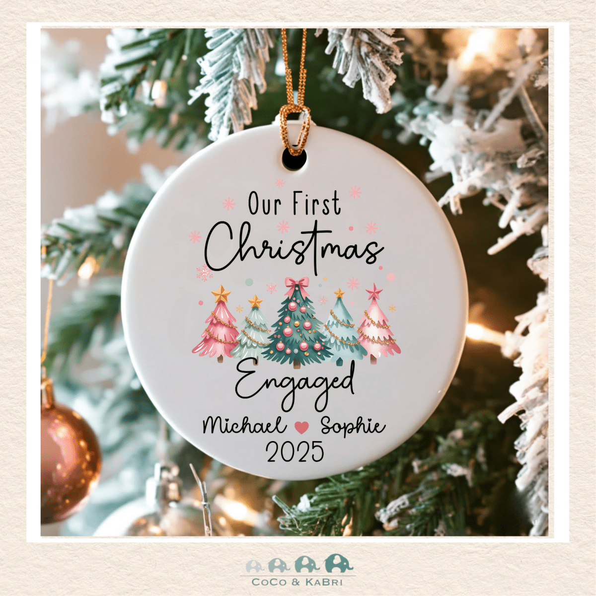 Christmas Ornament (Ceramic) - First Christmas Engaged (Made To Order), CoCo & KaBri Children's Boutique