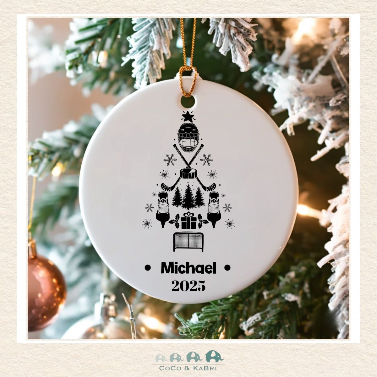 Christmas Ornament (Ceramic) - Hockey (Made To Order), CoCo & KaBri Children's Boutique