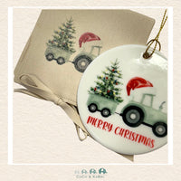 Christmas Ornament (Ceramic) - Merry Christmas Tractor (Made to Order), CoCo & KaBri Children's Boutique