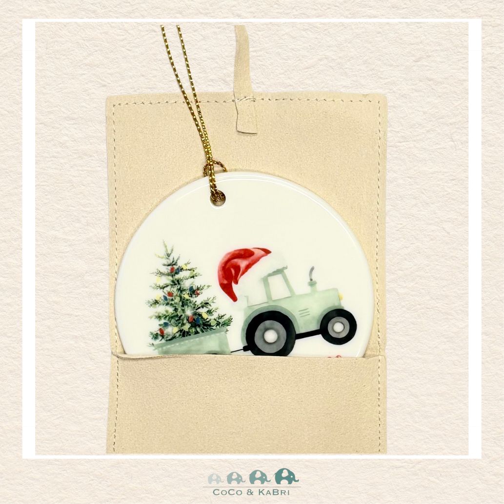 Christmas Ornament (Ceramic) - Merry Christmas Tractor (Made to Order), CoCo & KaBri Children's Boutique